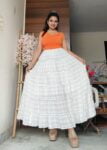 White cotton long skirt